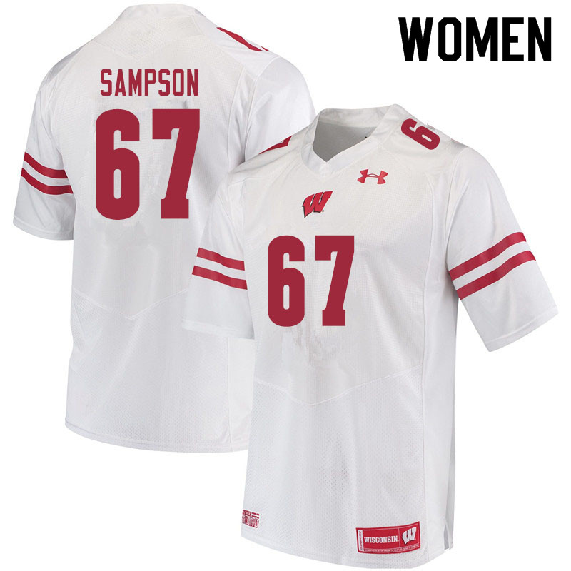 Women #67 Cormac Sampson Wisconsin Badgers College Football Jerseys Sale-White